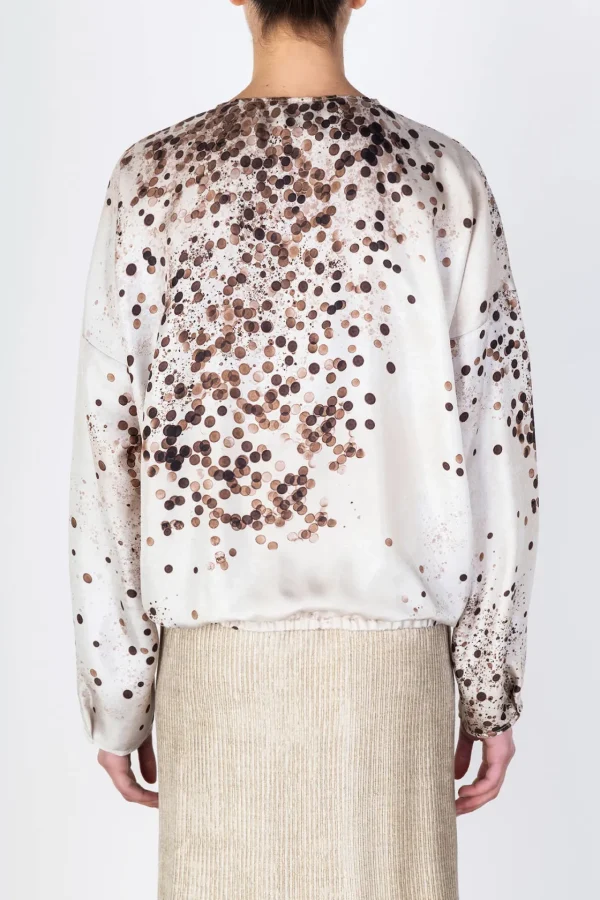 ALYSI BLUSA SCOLLO A V SETA STAMPATA- Topwear