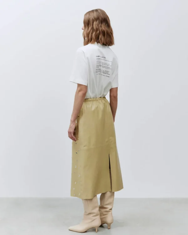 ALYSI GONNA IN PELLE CON APPLICAZIONI SPECCHIO- Gonne