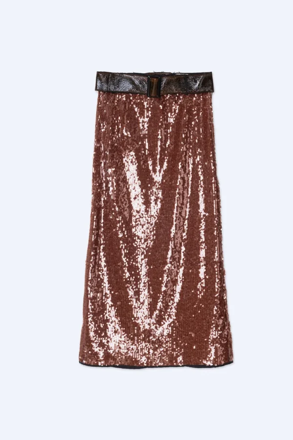 ALYSI GONNA LOUNGETTE PAILLETTES CINNAMON- Gonne