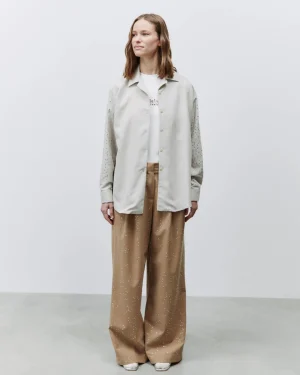 ALYSI OVERSHIRT MANICHE CON STRASS- Topwear