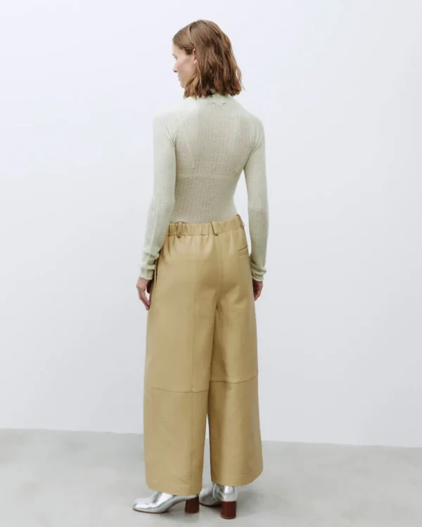 ALYSI PANTALONE PELLE CROPPED- Pantaloni