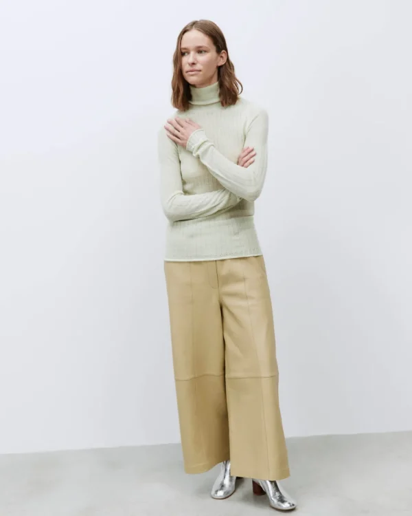 ALYSI PANTALONE PELLE CROPPED- Pantaloni