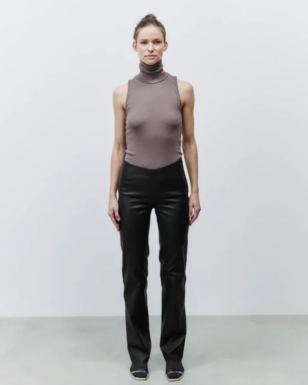 ALYSI PANTALONE PELLE STRETCH- Pantaloni
