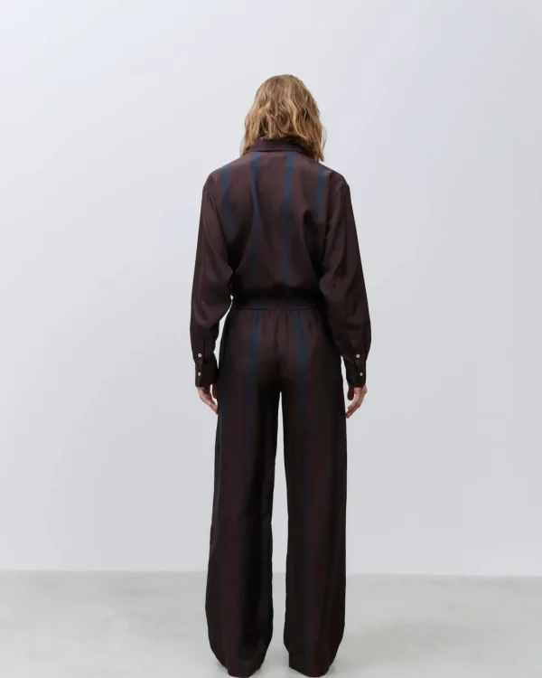 ALYSI PANTALONE SETA STAMPATA- Pantaloni
